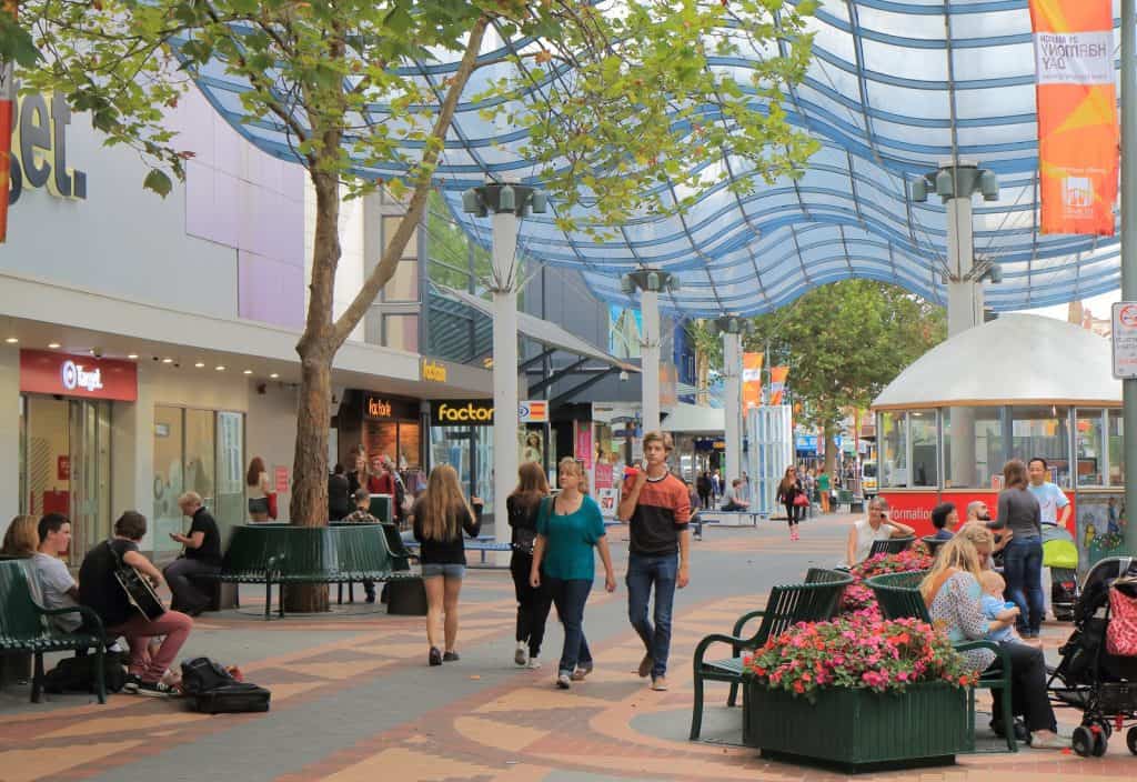 Calle Elizabeth, centro comercial en Hobart CBD